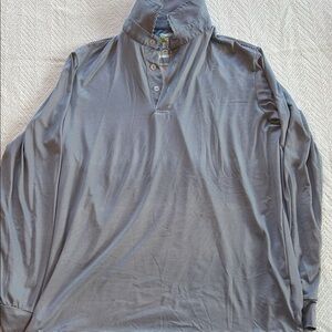 Men's Long-Sleeve Stripped Polo Shirt - white and navy